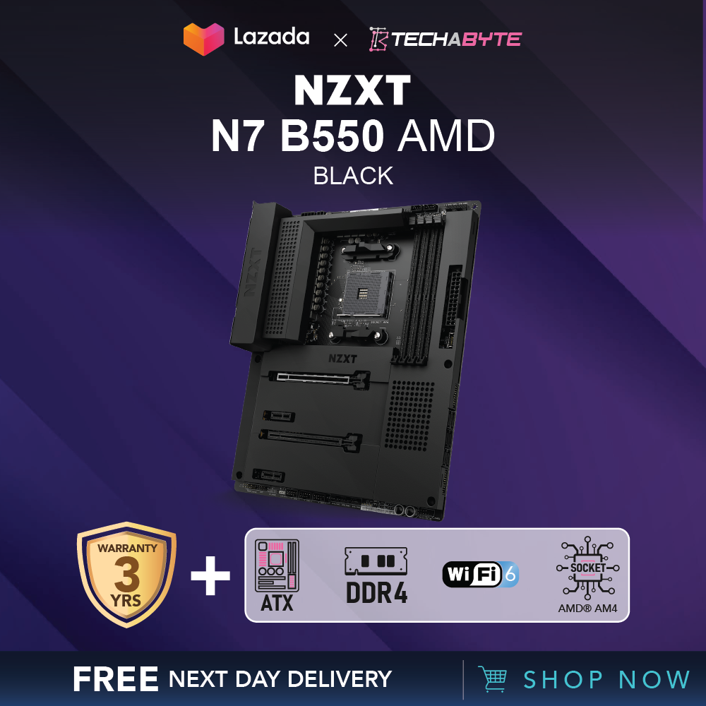 NZXT N7 B550 AMD ATX Motherboard - Black (FREE NEXT BUSINESS DAY DELIVERY)