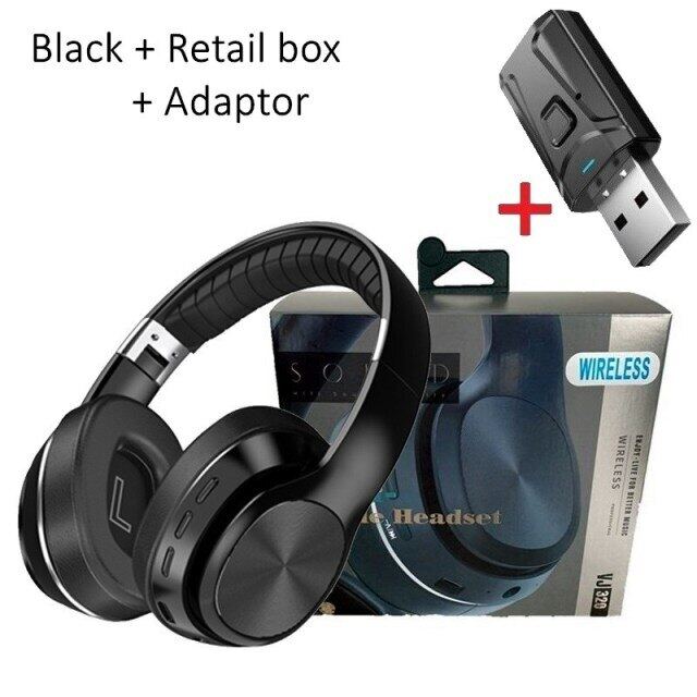 Wireless Bluetooth Headphone Bass Helmet Fold Hifi Earphone 12 Hours Play Headset with Mic USB 5.0 Adaptor For Phone PC TV Gift