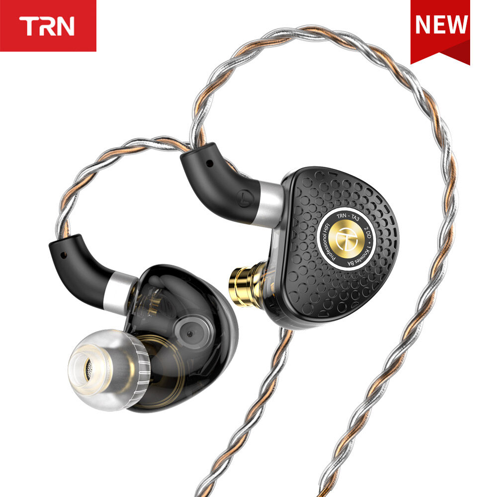 NEW TRN TA3 2DD+1BA Knowles Hybrid Earphone HIFI Dynamic In-ear headphone 4 Core Pure Silver Plated Replaceable Cable For MT4