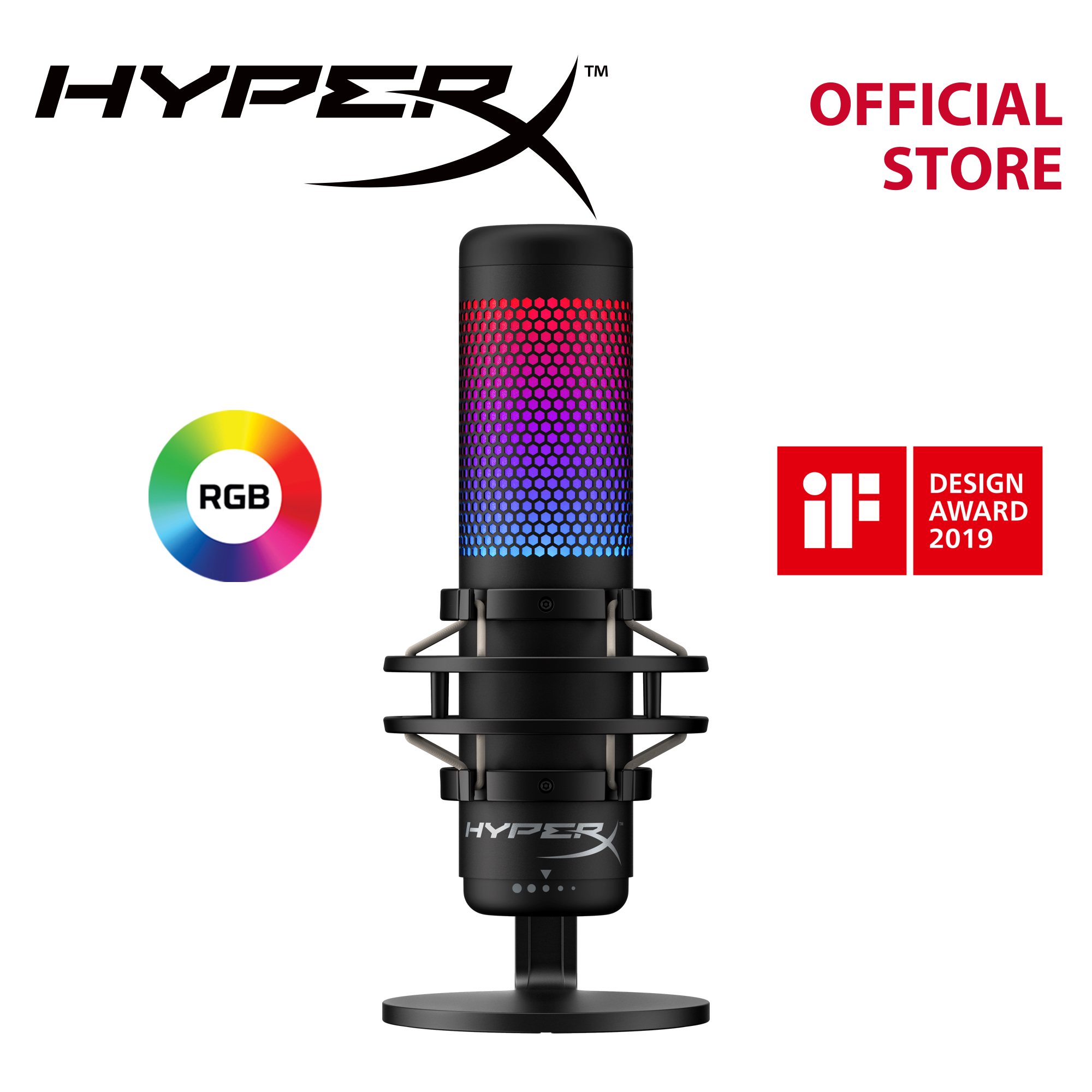 HyperX QuadCast S - RGB USB Condenser Microphone (HMIQ1S-XX-RG/G) - 4P5P7AA